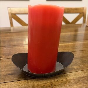 Flameless candle with timer and dish